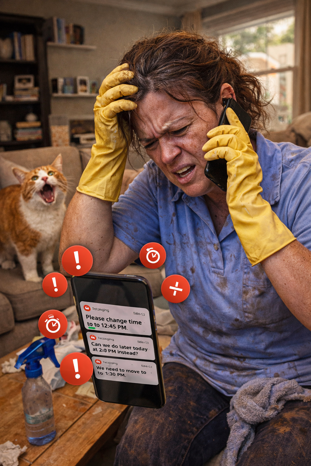 Cleaning operator overwhelmed by schedule changes
