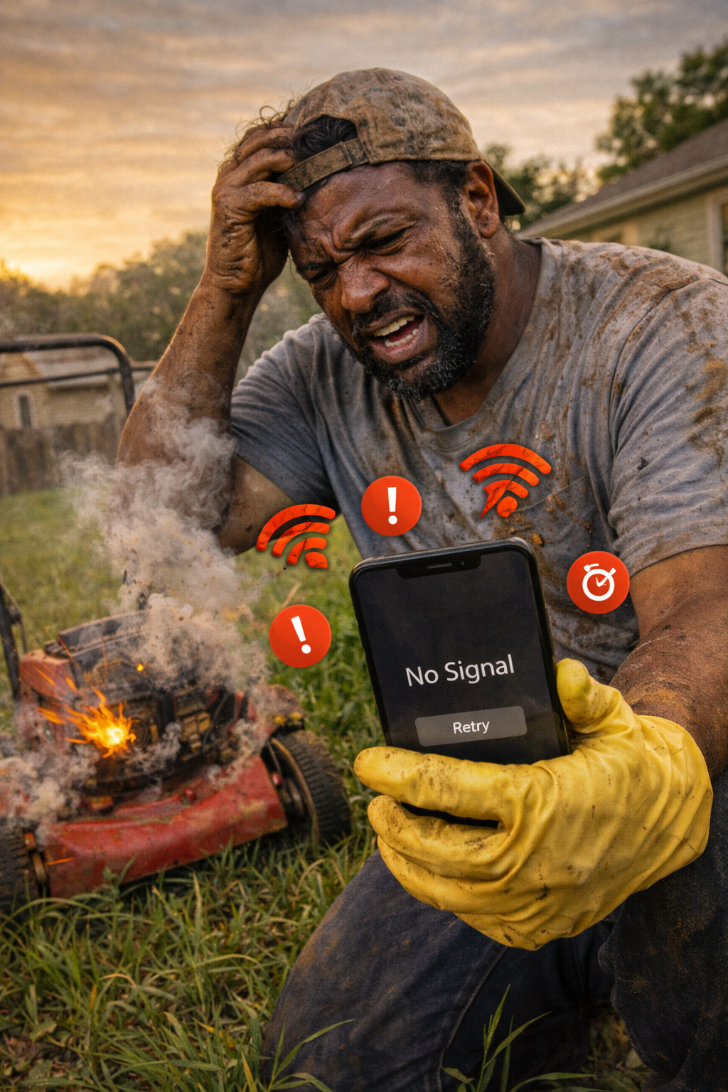 Yard service operator handling equipment failure and communication issues